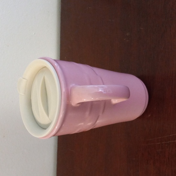 LONGABERGER Woven Traditions Pink Travel Mug with Lid Breast Cancer Ribbon NWOT - Picture 5 of 11